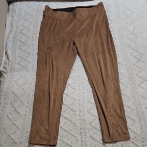 Seven7 Faux Suede Pull On Skinny Pants Elastic Waist Camel Brown Size Xlarge
